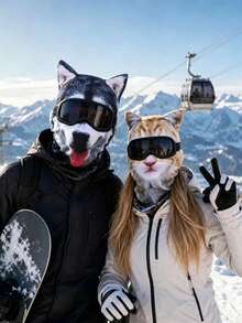 1pc/2pcs Unisex 3D Animal Pattern Protective Face Mask Head Cover, Outdoor Fun Water Sports Hat, Sun Protection Animal Head Cover (Cat, Dog Styles), Suitable For Daily Outings, Travel, Hiking, Skiing - Multicolor - View 7