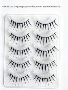 5 Pairs Women's False Eyelashes, Single Piece A-Type Little Devil Cartoon Eye, Natural Japanese Style, Full Strip, Suitable For Cosplay Makeup, No-Makeup Look, Realistic Transparent Stem Upper Eyelashes - View 11
