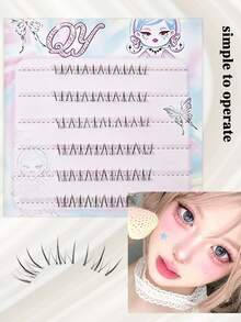 Slouchy Person Glue-Free False Eyelashes | Mini Small Capacity Boxed Lower Eyelashes Zhaojun, Segmented Realistic Hair Material Glue-Free Strip Design Instant Application, Daily Makeup Portable Touch-Up Easy Storage - C - View 7