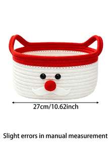 Christmas Cotton Rope Storage Basket. Portable Basket With Handles-Ideal For Organizing Gifts Or Desktop Items. A Festive Home Decor Piece Suitable For Living Rooms And Bedrooms; Perfect As A Storage Container For Parties And Home Use. - Multicolor - View 3
