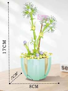 302PCS Dandelion Flower Building Blocks Set, Miniature Small Particle Potted Plant Bonsai Model, DIY Realistic Floral Desktop Decor - 1 Item - View 3