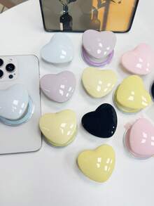 1pc INS Heart-Shaped Phone Stand, Desktop Foldable Portable Airbag Phone Holder, Compatible With Android & Apple 11 Pro Max/12 Pro Max/13 Pro Max/14 Pro Max/15 Pro Max/16 Pro Max/17 Pro Max/18 Pro Max - Multicolor - View 4