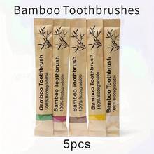 10pcs Bamboo Toothbrushes In Paper Bags, Adult Bamboo Toothbrush With Nylon Soft Bristles, Bamboo Fiber Toothbrush - Multicolor - View 4