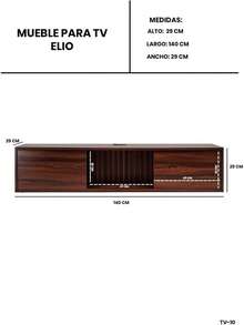 Repisa Flotante para TV, Mueble Minimalista para Pantalla, Centro de Entretenimiento Diseño Moderno. - Marrón - Ver 6