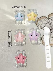 Cute Star Cable Protector Cartoon Star Data Cable Protector, Cartoon Cute Charging Cable Anti-Breakage Protector, Durable Charging Cable Anti-Fracture Protective Shell, Anti-Scratch Anti-Drop, Protect Data Cable From Damage, Charger Cable Protective Sleeve; Suitable For Students, Girls, Anime Fans, Home, Office, Commute, Daily Charging Use, Storage And Display - Multicolor - View 11