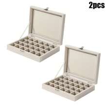 1 Classic Simple Gray Dustproof Jewelry Accessory Storage Box, Packaging Box, Ring Earring Necklace Bracelet Storage Box, Women's Travel Essential Gift, Back-To-School Season Gift - Grey - View 7