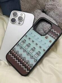 1 قطعة كفر حماية ناعم بتصميم Fair Isle نورديك عتيق بلون نعناعي مع رجل ثلج وشوكولاتة وحافة سوداء، متوافق مع iPhone 18 Pro وApple 17 Pro Max و16/15/14/13/12/11 Pro Max/Pro/Plus، مقاوم للسقوط وتغطية كاملة للهاتف الذكي - متعدد الألوان - مشاهدة 4