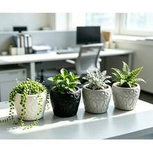 Pebble Embossed Succulent Planter, Creative Textured Small Flower Pot, Home & Office Desktop Decorative Potted Plant - A - View 1