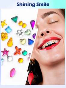 12-Piece Mini Resin Irregular Tooth Decor Set, Creative DIY Jewelry Tooth Gemstones, Suitable For Party And Holiday Accessories - Multicolor - View 9