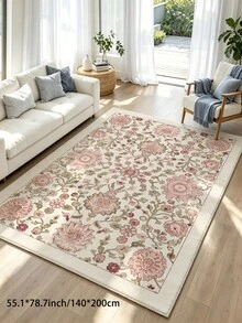 1pc Pink Floral Print Living Room Rug, Suitable For Kitchen, Dining Room, Bedroom, Room Holiday Decor, Indoor/Outdoor, Office, Lobby, Non-Slip Doormat, Bathroom Rug, Hallway, Study, Gaming Area - Pink - View 17