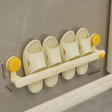 1pc Dopamine Suction Cup Towel Rack, Wall-Mounted Home Bathroom, No Drilling Required, Can Store Slippers, With Towel And Slipper Hooks - Multicolor - View 6