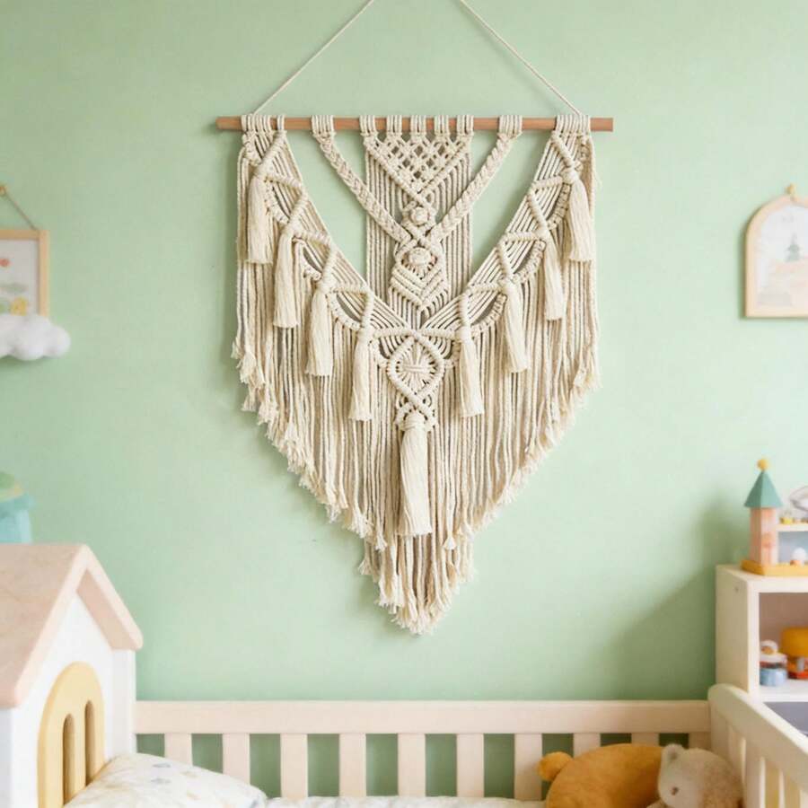 1pc Macrame Wall Art Handmade Woven Lace Tapestry Bohemian Style Colorful Tassel Wall Hanging Decor - Multicolor - View 1
