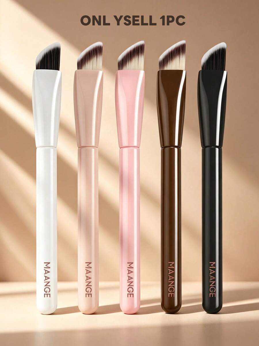 MAANGE 1pc Professional Triangular Highlighter Brush, Angled Makeup Brush, Concealer Brush, Face Brush, Contour Brush, Detail Brush, Makeup Tool For Daily Makeup, Suitable For Liquid Cosmetics, Travel Essential Makeup Accessory, Ideal Gift For Girls - Multicolor - View 1