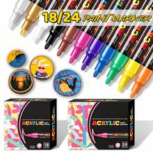 18/24 Colors Acrylic Marker Set, Water-Based Art Pens, Suitable For Glass, Canvas Painting, Wood, Ceramic, Stone Painting, Greeting Card Making And DIY Crafts - Set - View 2