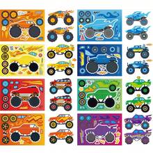24pcs Monster Truck DIY Kids Stickers, Changeable Face Design To Create Your Favorite Truck Image, Parent-Child Interactive Puzzle Toy, Develops Children's Brain, Holiday Party Gift, Gift Packaging Sticker, Kindergarten Toy, Can Be Used For Home Decor, Stick On Table, Notebook, Balloon, Luggage, Refrigerator, Etc. - Mixed Color - View 2