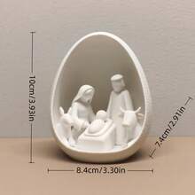 3D Printed Egg Shape Nativity Scene Figurine, Holy Family Birth Of Jesus Tabletop Ornament, Christmas Religious Home Decor - A - View 8
