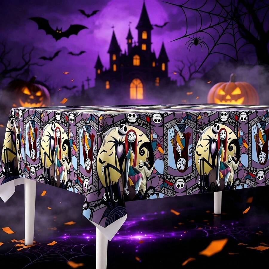 3pcs/1pc Cartoon Anime Character Theme Tablecloth, Christmas Decoration Set, Tablecloth, Party Happy Birthday Decoration, Yard Use, Room Decor, Perfect For Birthday Parties And Holiday Gatherings. Best Party Gift For Friends - Multicolor - View 1
