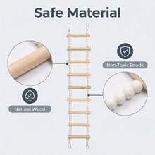 1pc Natural Wood Bead Climbing Ladder 5-Step 7-Step 9-Step 11-Step Bird Toy Parrot Climbing Ladder Bird Climbing Ladder Bird Supplies Bird Training Supplies Bird Cage Accessories Suitable For Small And Medium Birds Parrots - Style A - View 6