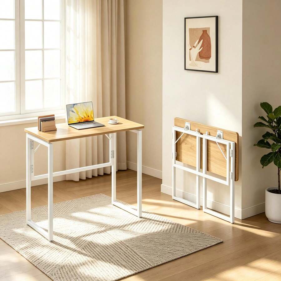 VASAGLE Folding Table, Folding Desk, Rounded Edges, 80 X 40 Cm - A - View 1