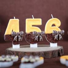 1pc Digital Birthday Candle Leopard Print Bow Cute Girly Atmosphere Color Block Handmade Candle Birthday Party Theme Party Cake Decoration Candle Number Candle - View 5