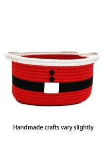 Christmas Cotton Rope Storage Basket. Portable Basket With Handles-Ideal For Organizing Gifts Or Desktop Items. A Festive Home Decor Piece Suitable For Living Rooms And Bedrooms; Perfect As A Storage Container For Parties And Home Use. - Multicolor - View 12