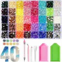 40 färger geléharts-rhinstensset, 5,5 mm glänsande dekorativa rhinstenar, DIY-hantverksmaterial, flerfärgat hartssätt, lämpligt för DIY-skor, vattenglas-rhinstensdekoration, diamantmålning - Multifärgad - Visa 8