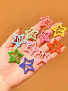 100pcs/50pcs/30pcs Colorful Star Hair Clips, Five-Point Star Dopamine Style, Bangs/Loose Hair Clips, Ponytail/Dreadlock Decoration Hair Clips - Multicolor - View 3