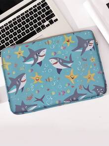 1pc Shark Sea Turtle Print Laptop Sleeve, Shockproof Zipper Notebook Protective Bag, Portable Computer Case For School Office Travel - Multicolor - View 14
