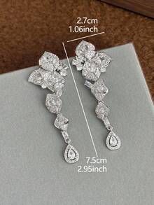 1 Pair Elegant Glamorous Cubic Zirconia Butterfly Tassel Earrings Suitable For Women's Ball Party - Silver - View 3