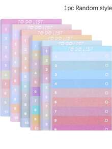 50pcs Self-Adhesive To-Do List Stickers, Multi-Color Lined Memo Pads For Notebooks And Planners, Home And Office Use, Office Supplies, Random Colors - one-size - View 12