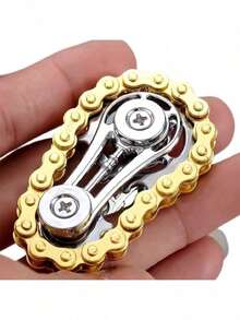 Multi-Play Stress Relief Finger Gear Flywheel Spinner, New Fingertip Gyro Stress Relief Gadget, Gear Mechanical Metal Toy, Bike Chain Gear , Alloy Metal Fingertip Gyro Stress Relief Toy, Rainbow Sensory Fidget Toy For Kids Adults, EDC Desk Toy For Anxiety ADHD, Office School Birthday Gift - Multicolor - View 10