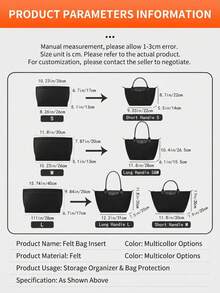 NEWHEY Felt Bag Organizer Insert For Tote Bags, 2mm Thick Bag-In-Bag, Large Capacity Handbag Liner, Multi-Compartment Makeup & Travel Storage Bag - Black - View 4