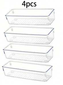 1/4/6pcs Transparent Cutlery Drawer Organizer, Kitchen Storage, Portable Desktop Cutlery Organizer, Home Drawer Organizer, Kitchen Cutlery Divider, Cutlery Storage, Home Storage - Multicolor - View 12