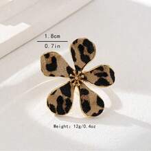 1pc Floral Leopard Print Open Ring, Personalized Women's Adjustable Open Finger Ring - Leopard Print - View 3