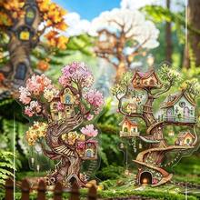 12pcs Creative Forest Library Theme Stickers, Vibrant Colors & Exquisite Illustrations, Multi-Functional Scrapbook Stickers For Decorating Art Journals, Card Making, Handmade Art DIY Stickers, Holiday Gift - Sticker - View 3