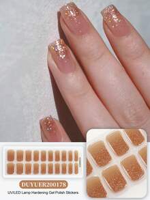 Christmas Semi Cured Gel Nail Strips, 20Pcs Long Lasting Salon Quality Wraps, Easy Apply & Remove Gel Nail Stickers With UV Light - Maroon - View 8