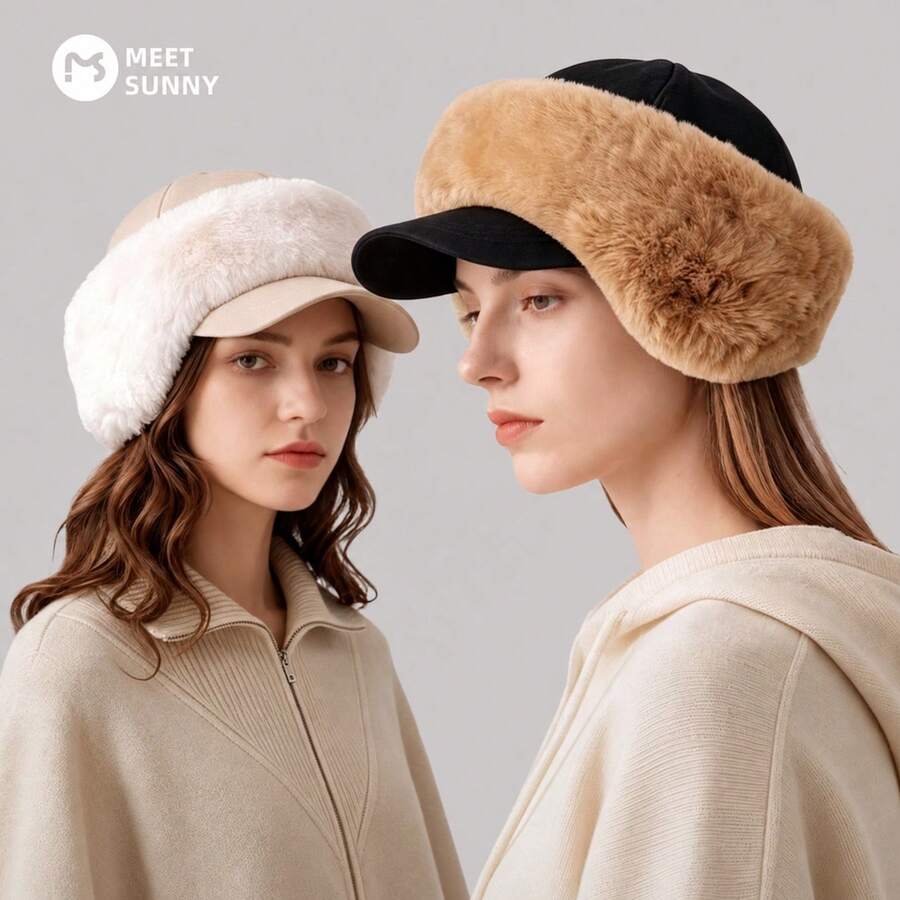 meetsunny Faux Fur Winter Earmuffs Headband Windproof Fleece Ear Warmers Cold Weather Running Cycling Ski Headband For Men - Multicolor - View 1