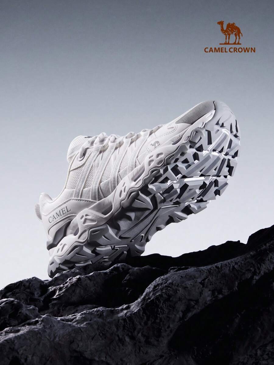 CAMEL CROWN Sepatu Hiking Wanita Ringan dan Bernapas, Sepatu Olahraga Luar Ruangan, Anti Selip, Musim Semi/Panas - Abu putih - View 1