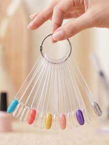 50pcs White False Nails, Nail Polish Gel Color CardDisplay Stand, Practice Training Fan-Shaped DisplayRod, Manicure Tools, Home DIY Nail Polish Board - White - View 8