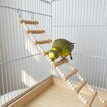 1pc Natural Wood Bead Climbing Ladder 5-Step 7-Step 9-Step 11-Step Bird Toy Parrot Climbing Ladder Bird Climbing Ladder Bird Supplies Bird Training Supplies Bird Cage Accessories Suitable For Small And Medium Birds Parrots - Style A - View 5