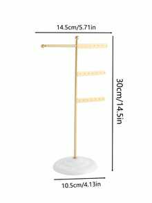 1pc Metal Jewelry Stand, Multi-Functional Jewelry Display Rack, Can Store Necklaces And Earrings Simultaneously, Gold Frame With White Base, Simple And Beautiful, Earring Holder Necklace Rack, Ideal Gift For Women, Perfect Desktop Jewelry Display Stand - Multicolor - View 8