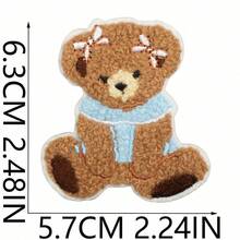 6pcs Curly Cartoon Cute Bear Embroidered Fabric Patch, Apple Bear Computer Embroidery Label, Brown Bear Patch Suitable For Clothes, Hats, Bags, Jeans, Shirts, ZLY Decorative Patch - Multicolor - View 10