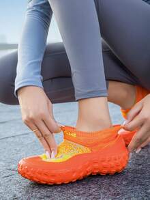 TACHUAN Slip-On Casual Sneakers, Height Boost Thick Sole, Lightweight EVA Outsole Walking Shoes - Orange - View 9