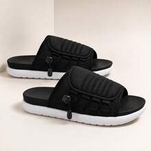 Chinelo Slide Masculino Ajustável Acolchoado Preto Solado Branco - Preto - Visão 2