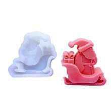 1pc Sleigh Santa Claus Aromatherapy Candle Silicone Mold, Christmas DIY Handmade Candle Diffuser Ornament Decor Silicone Mold - White - View 5