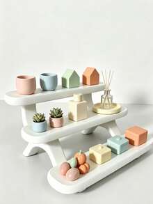 3-Tier Countertop Display Rack, Countertop Storage Rack, Small Plastic Tiered Storage Rack, Suitable For Bathroom Vanity, Cosmetics, Perfume, Nail Polish, Skincare Samples, Desktop Stationery, Mini Figurines And Collectibles, Birthday Gift, Christmas Gift - Multicolor - View 3