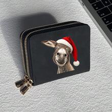 Christmas Print Card Holder Lightweight Fashionable Wallet Suitable For Party For Women Double Zipper Mini Wallet Purse Wallet Card Wallet - Multicolor - View 14