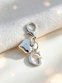 Silvery Exquisite Small Heart Pendant/Silvery 26-Letter Lobster Clasp Keychain/Suitable For Bags, Wallets, Handbags Keys And Other Decorative Hangings - Multicolor - View 11
