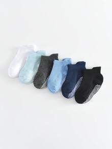 6 Pairs Toddler Socks With Non-Slip Grips, Unisex Boys & Girls Ankle Socks, Baby Low-Cut Boat Socks, Sports Socks, Tab Socks, Multi-Purpose Trampoline & Floor Socks - Multicolor - View 6