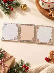 3 Packs, Brown Christmas Gingerbread Man Shaped Square Sticky Notes, Self-Adhesive Memo Pads, Suitable For Student Learning, Office Decoration, Christmas Gift, And DIY Crafts. - Multicolor - View 3